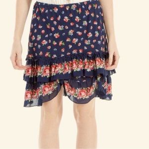 NWOT Max Studio London Womens Floral blue and red Flared Skirt size XL